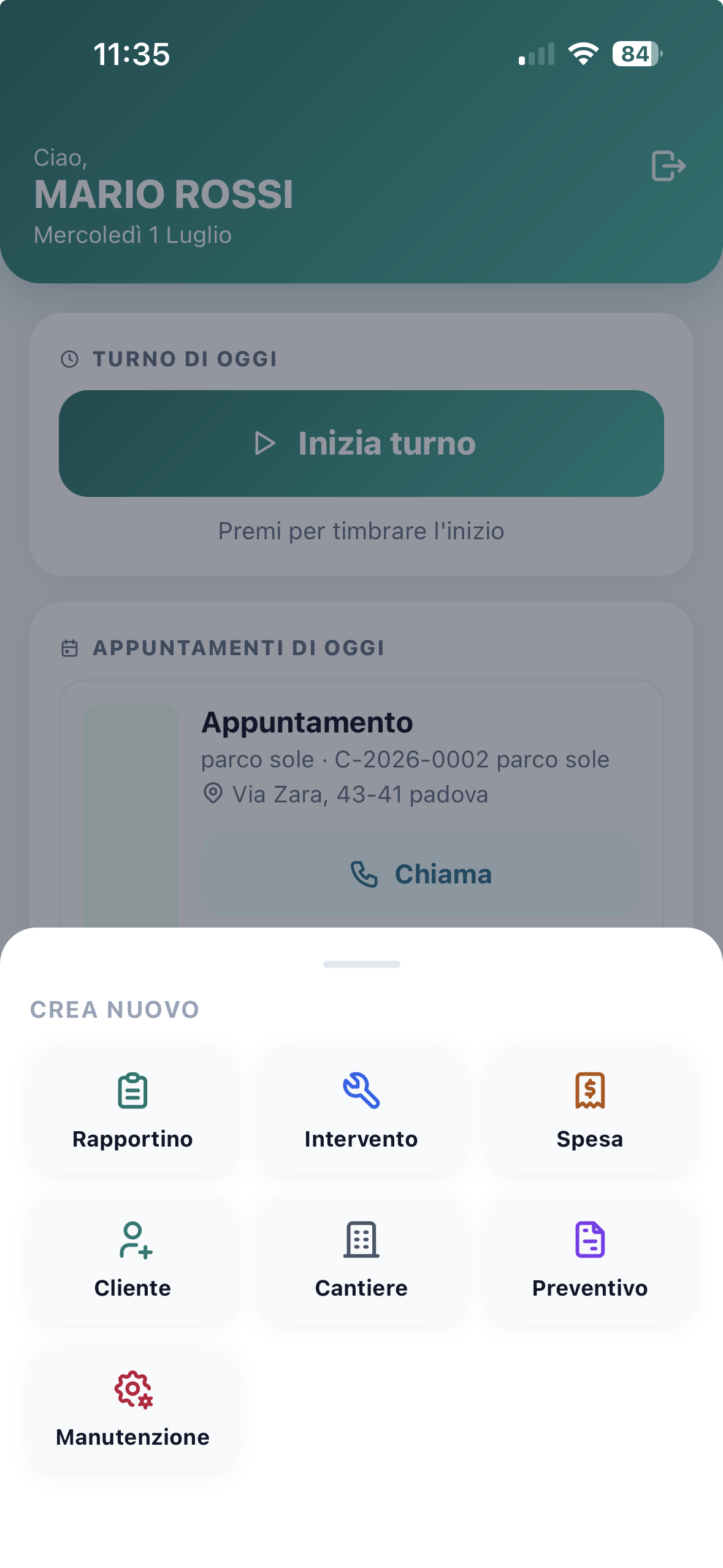 App Lion per creare rapportino, intervento, spesa, cliente, cantiere e preventivo